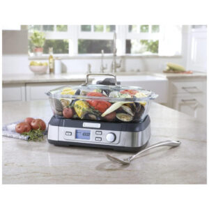 ECTQU9490UC10B_5 jpg - Panela Elétrica Vaporizador Digital de Vidro 5L, 1800W, 110V, CUISINART STM 1000, Prateado