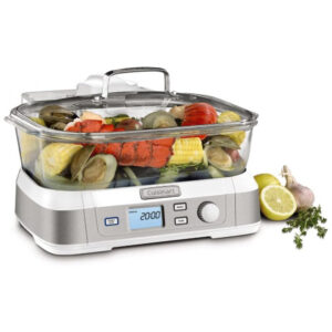 ECTQU9490UC10B_7 jpg - Panela Elétrica Vaporizador Digital de Vidro 5L, 1800W, 110V, CUISINART STM 1000, Prateado