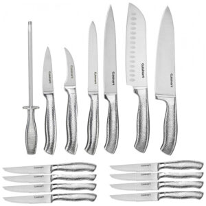 ECTQC1G2DTS70B_2 jpg - Conjunto de Facas com Afiador Embutido e Bloco de Bancada 17 Peças, CUISINART C77SSH 17P, Prateado