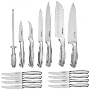 ECTQC1G2DTS70B_2 jpg - Conjunto de Facas com Afiador Embutido e Bloco de Bancada 17 Peças, CUISINART C77SSH 17P, Prateado