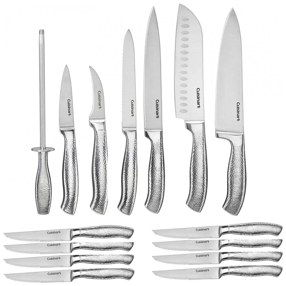ECTQC1G2DTS70B_2 jpg - Conjunto de Facas com Afiador Embutido e Bloco de Bancada 17 Peças, CUISINART C77SSH 17P, Prateado