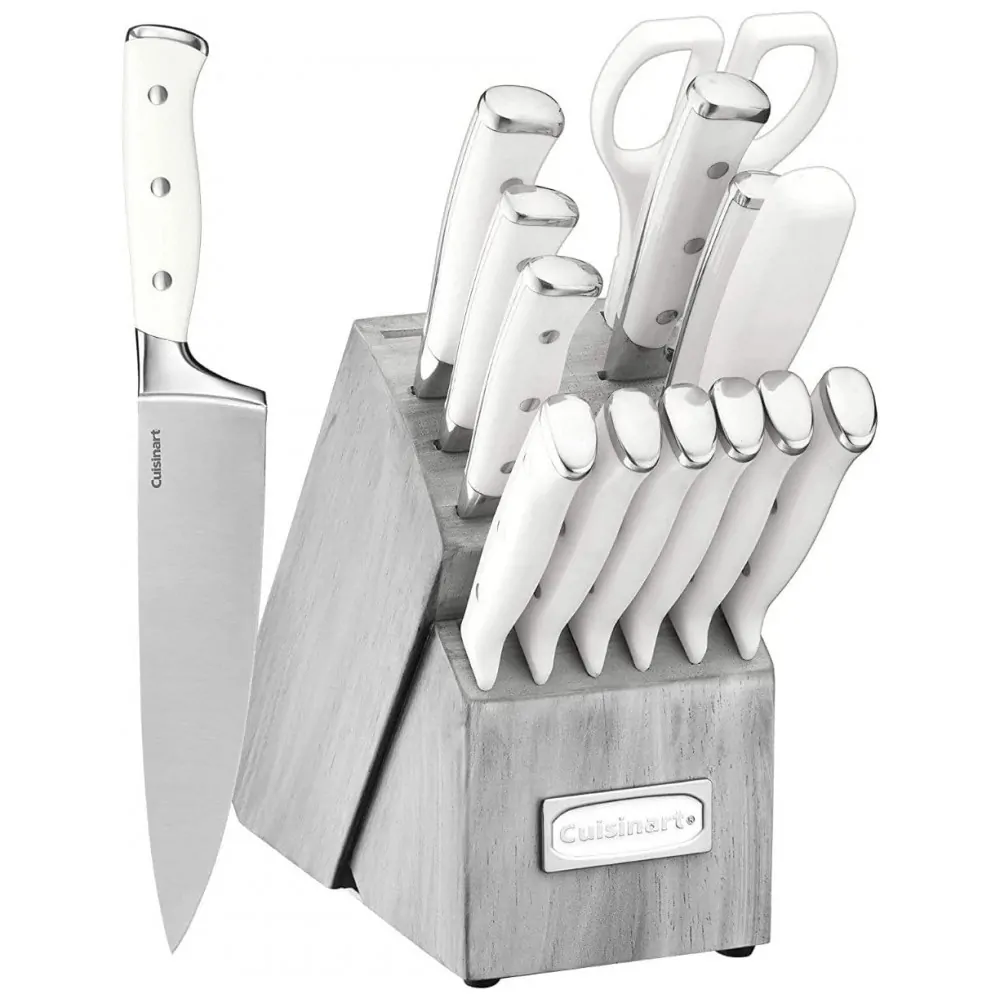 ECTQH7Z9CHD80B_0 jpg - C77WTR 15P Conjunto de Facas em Aço Inoxidável com Bloco de Bancada, 15 Peças, CUISINART, Branco