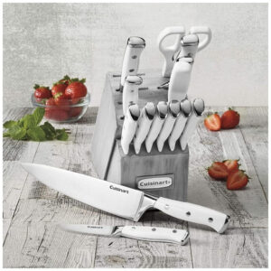 ECTQH7Z9CHD80B_3 jpg - C77WTR 15P Conjunto de Facas em Aço Inoxidável com Bloco de Bancada, 15 Peças, CUISINART, Branco