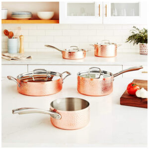 ECTQHHFWZG670B_3 jpg - Conjunto de Panelas e Frigideiras Antiaderentes com Distribuição Uniforme, 5 Peças, Cobre, CUISINART HCTP 9, Dourado