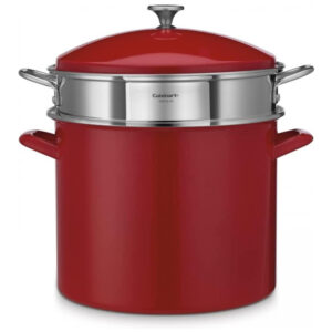 ECTQIHLYWTJ00B_1 jpg - Caldeirão com Tampa 12 Litros em Aço Esmaltado, Cuisinart EOS126 28R, Vermelho