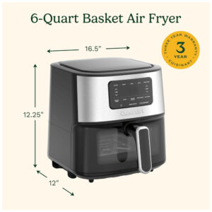 ECTQL3TP8FYB0B_2 jpg - Air Fryer 5,68 Litros com 5 Predefinições e Controle Digital, Cuisinart AIR 200, 110V 1800W, Preta