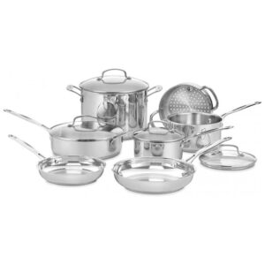 ECTQMXS50H500B_2 jpg - Conjunto de Panelas e Frigideiras de Aço Inoxidável, 11 Peças, CUISINART 77 11G, Prateado