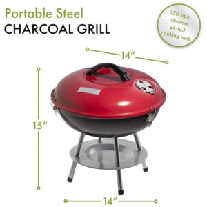 ECTQUQ0A85B00B_6-1 jpg - Grelhador portátil a carvão, vermelho, CUISINART CCG190RB, Vermelho