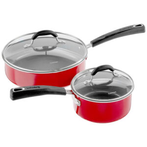 ECTQ1PGWZG670B_5 jpg - Jogo de Panelas com Interior Antiaderente Revestido de Cerâmica e Reforçado com Titânio, com 11 Peças, Cabo em Silicone e Tampas de Vidro, Cuisinart 733 30H, Vermelha