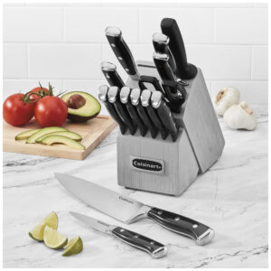 ECTQ37QWBZQ90B_3 jpg - Conjunto de Facas em Aço Inoxidável com Bloco de Bancada, 15 Peças, CUISINART, Preto