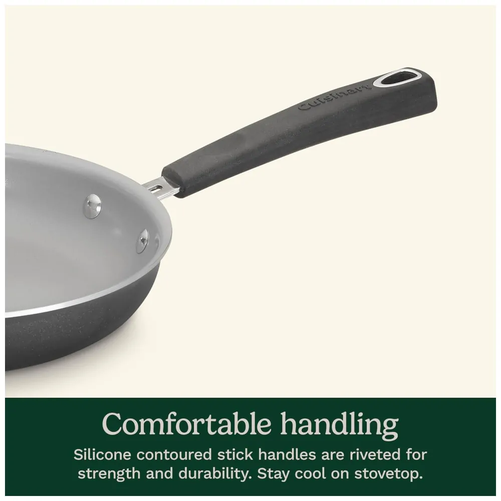 Jogo de Panelas 11 Peças Cuisinart 733 30H Antiaderente Cerâmica Reforçado com Titânio, Cabo Silicone e Tampas de Vidro, Preto