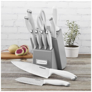 ECTQ8GR5J3V90B_1 jpg - Conjunto de Facas em Aço Inoxidável com Bloco de Bancada, 12 Peças, Cuisinart C77SSW, Branco