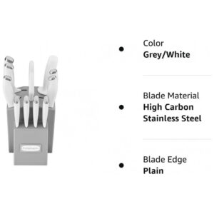 ECTQ8GR5J3V90B_4 jpg - Conjunto de Facas em Aço Inoxidável com Bloco de Bancada, 12 Peças, Cuisinart C77SSW, Branco