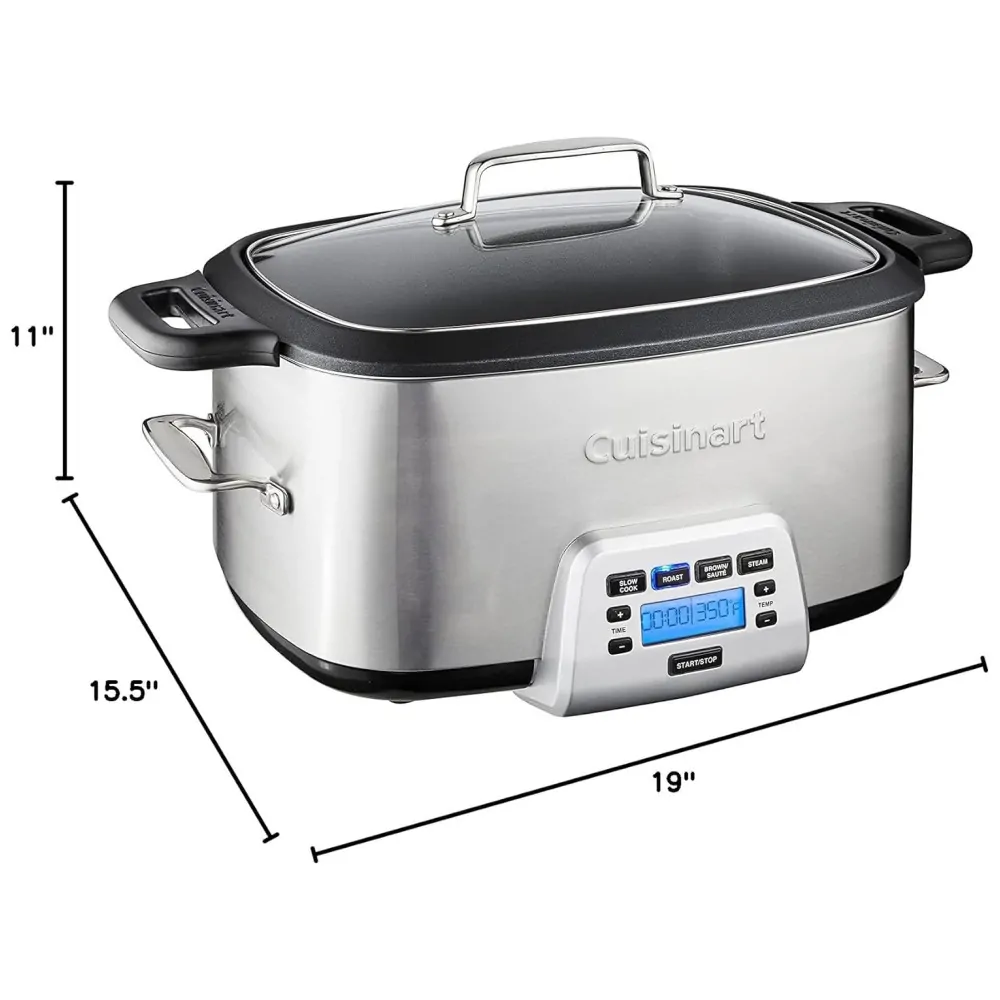ECTQ8XWRW3500B_2 jpg - Panela Multifuncional com 4 Predefinições e Painel de Controle, 1350W, 110V, CUISINART MSC 800, Prateado