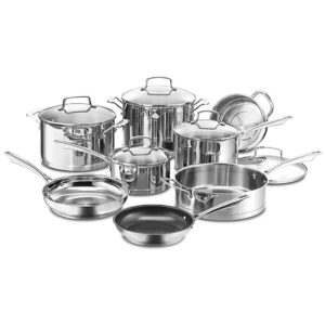 ECTQEYV8UAN00B_0 jpg - Conjunto de Panelas e Frigideiras Antiaderentes Profissional, 12 Peças, Aço Inoxidável, CUISINART 89 13, Prateado