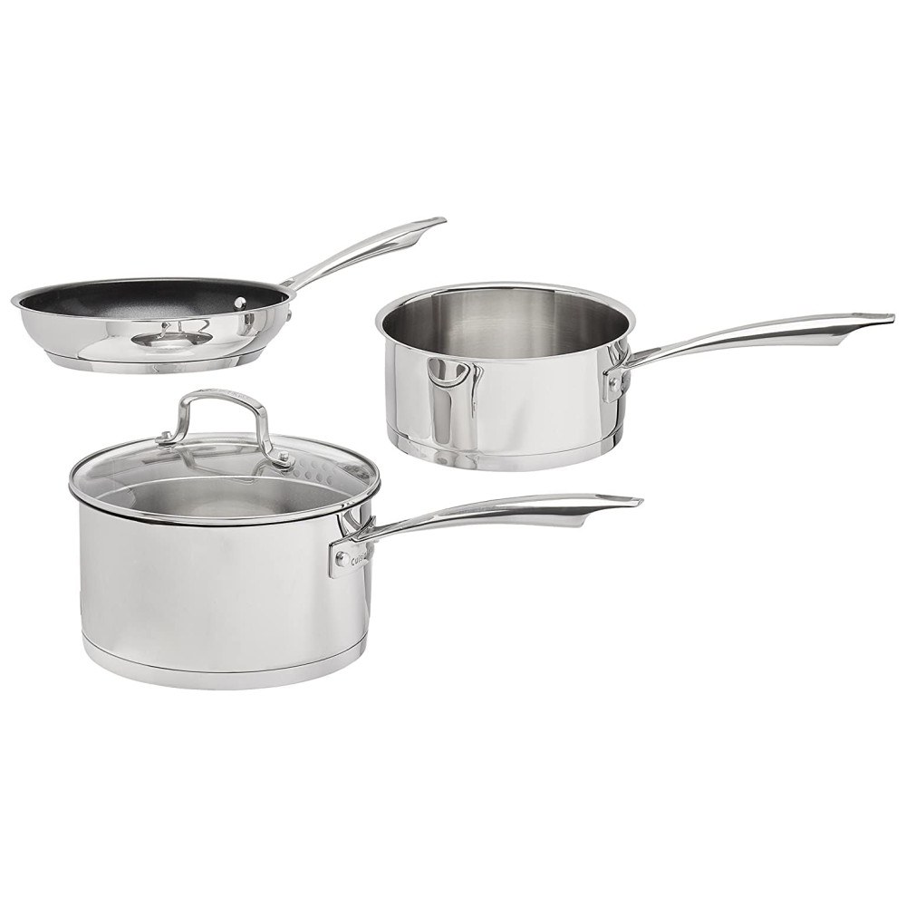 ECTQEYV8UAN00B_2 jpg - Conjunto de Panelas e Frigideiras Antiaderentes Profissional, 12 Peças, Aço Inoxidável, CUISINART 89 13, Prateado