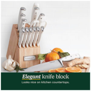 ECTQIW1DYLA10B_2 jpg - Conjunto de Facas em Aço Inoxidável com Bloco de Bancada, 15 Peças, CUISINART C77WTR 15P, Branco