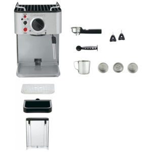 ECTQRWR8DP3C0B_3 jpg - Máquina de Café Expresso 1,6L em Aço Inoxidável com Bocal de Leite, 110V, Cuisinart EM100NP, Prata