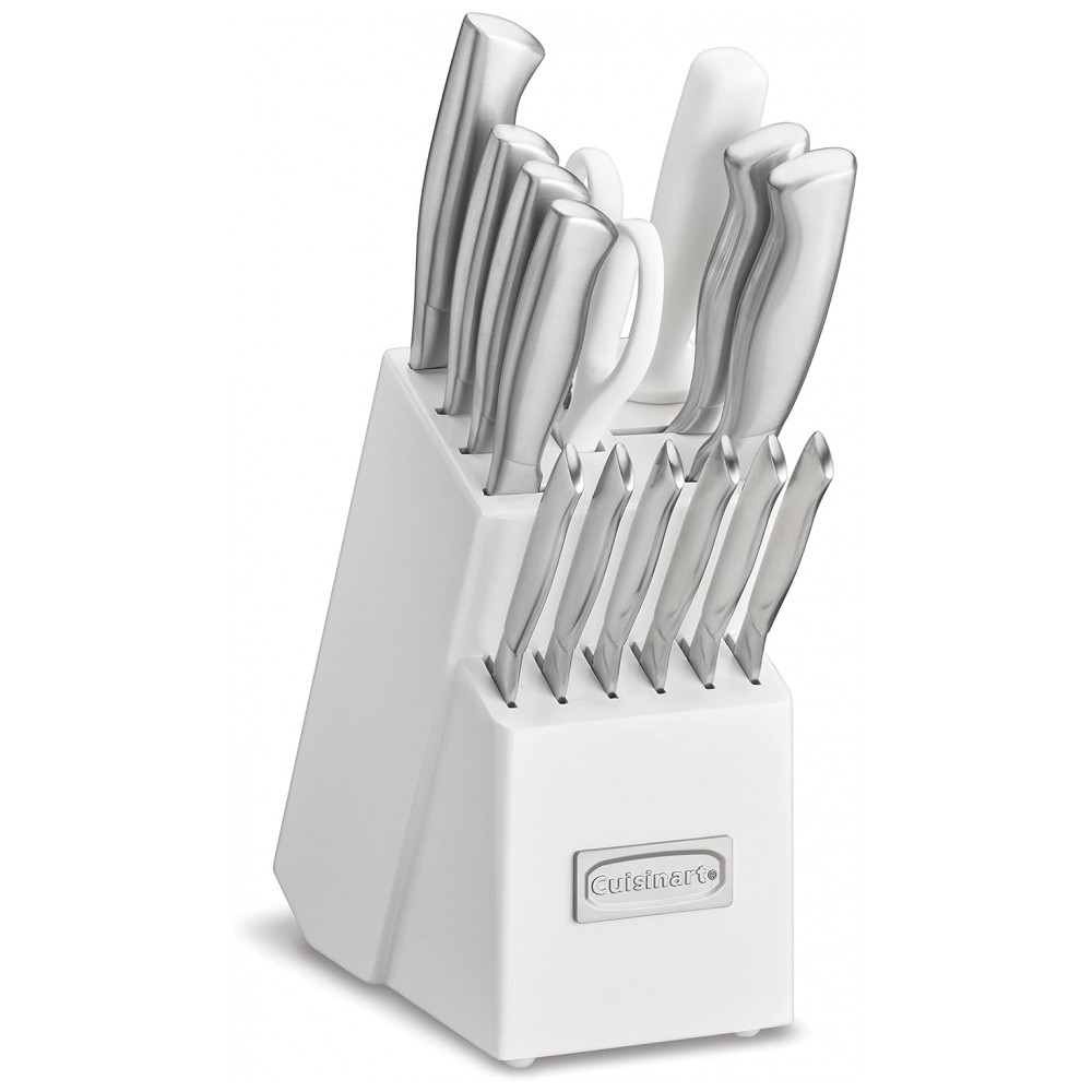 ECTQ4C6PQBS90B_1-1 jpg - Conjunto de Facas com Lâminas em Aço Inoxidável, 15 Peças, Cuisinart, Branco Brilhante