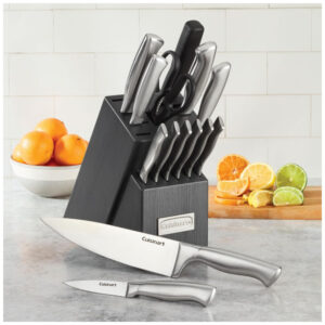 ECTQ8NZTKFLC0B_1-1 jpg - Conjunto de Facas em Aço Inoxidável com Bloco de Armazenamento, 15 Peças, Cuisinart, Cinza