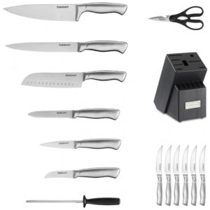ECTQ8NZTKFLC0B_2-1 jpg - Conjunto de Facas em Aço Inoxidável com Bloco de Armazenamento, 15 Peças, Cuisinart, Cinza