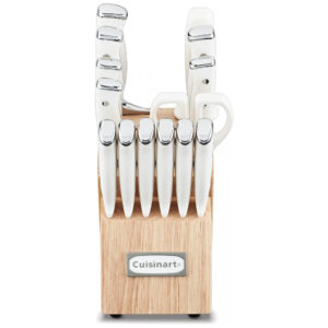 ECTQ8R3ZCP8B0B_1 jpg - Conjunto de Facas em Aço Inoxidável com Bloco de Bancada, 15 Peças, Cuisinart C77CTR, Branco