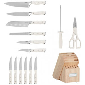 ECTQ8R3ZCP8B0B_2 jpg - Conjunto de Facas em Aço Inoxidável com Bloco de Bancada, 15 Peças, Cuisinart C77CTR, Branco