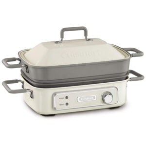 ECTQNYQK4F480B_0 jpg - Churrasqueira Elétrica, multifuncional, para 7 pessoas, 5 litros, 1400 W, branca, 110v, CUISINART GR M3, Branco