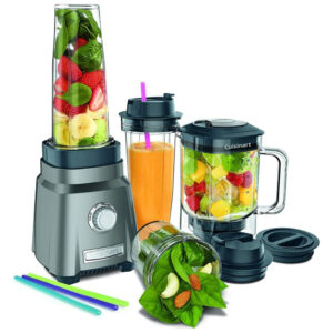 ECTQQ9KVXAM10B_1 jpg - Liquidificador de Bancada com Jarra de 1 Litro e 2 Copos para Viagem, 110V 500W, Cuisinart CPB 380, Cinza Gunmetal