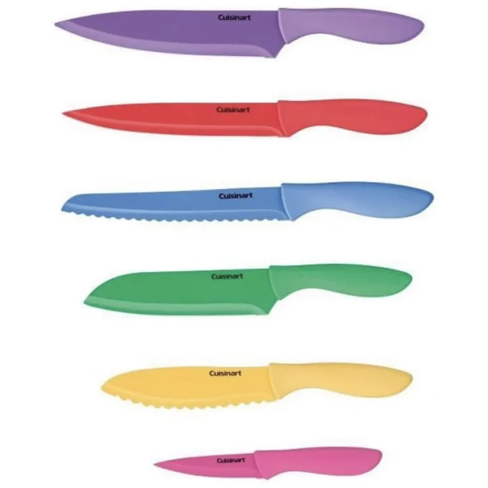ECTQS6SKGSF80B_1 jpg - Conjunto de Facas com Revestimento em Cerâmica, 6 peças, Cuisinart, Coloridas