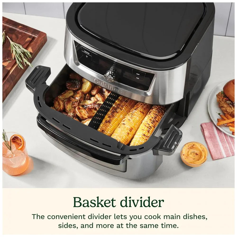 ECTQ34JNCNPD0B_5 jpg - Fritadeira de Ar Cuisinart, Forno de 9 Litros com Cesto de Aço Inoxidável e 6 Programas para Assar, Cozinhar, Grelhar, Fritar,