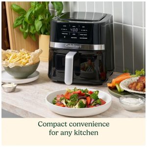 ECTQBTVLW89D0B_1 jpg - Fritadeira Cuisinart Air Fryer 2,6 Litros com Cesto Compacto e 3 Funções de Cozimento para Fritar, Assar e Grelhar, 3 Predefinições de Airfryer,
