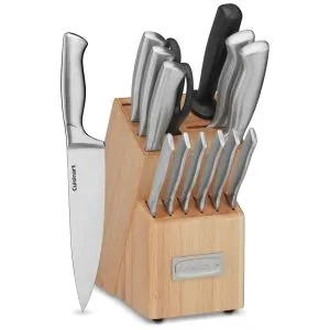 ECTQQFQGLM8B0B_0 jpg - Conjunto de Facas com Bloco de Madeira Natural, 15 Peças, Cuisinart, Bege