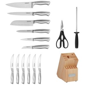 ECTQQFQGLM8B0B_1 jpg - Conjunto de Facas com Bloco de Madeira Natural, 15 Peças, Cuisinart, Bege