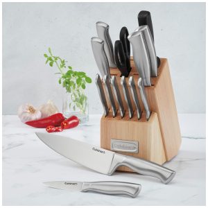 ECTQQFQGLM8B0B_2 jpg - Conjunto de Facas com Bloco de Madeira Natural, 15 Peças, Cuisinart, Bege