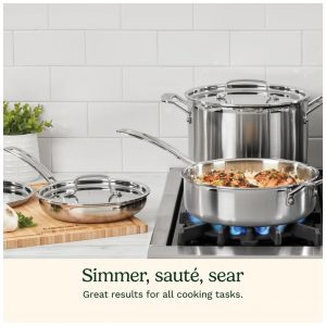Conjunto de Panelas Cuisinart 15 Peças MultiClad Pro Triplo Revestimento, Prateado