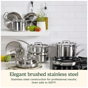 Conjunto de Panelas Cuisinart 15 Peças MultiClad Pro Triplo Revestimento, Prateado