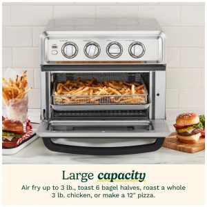 Forno de Convecção e Fritadeira de Ar Cuisinart com Grelha, 1800W 81 Forno de Ar com Função Grelha, Assar, Convecção, Grelhar,