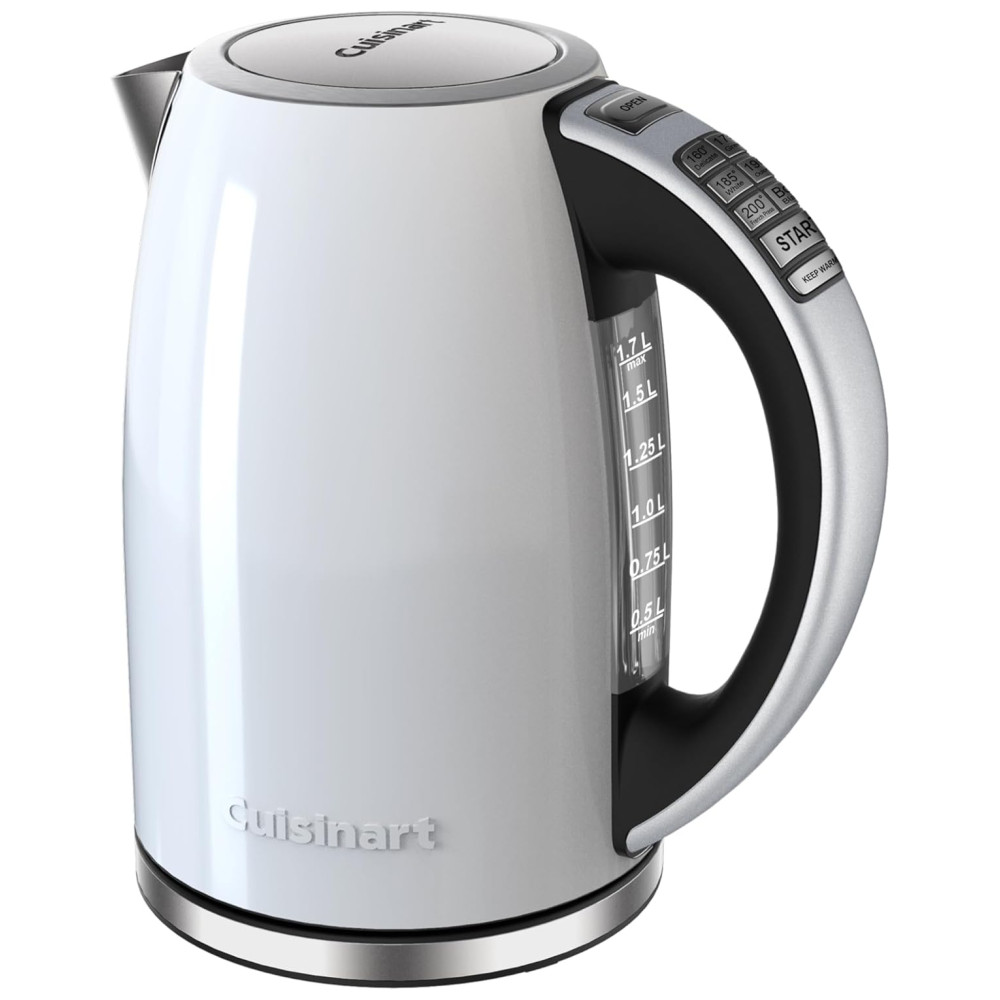 Chaleira Elétrica Inox Sem Fio Cuisinart 1,7 Litros com 6 Temperaturas Programadas Branca, CPK17