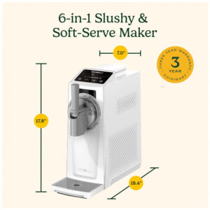 Máquina de Slush Raspadinha Cuisinart ICE 200 6 em 1 Branca 1,6L Sorvete Compressor