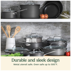 Chefs Conjunto de Panelas Antiaderentes de Alumínio Anodizado, 17 Peças, CUISINART 66 17N, Preto