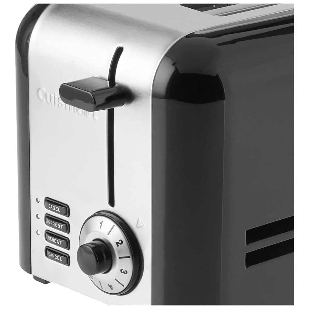 Torradeira Elétrica, Compacta em Inox, 2 Fatias, 110v, CUISINART CPT 320, Preto